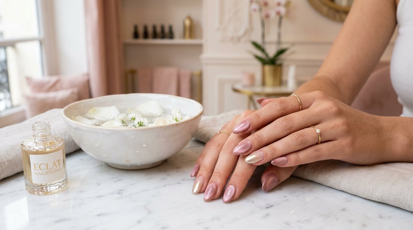 Éclat Nail Studio Parisian Cat Eye Shimmer and Spa Ritual